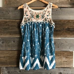 Embroidered Anthropologie tunic tank